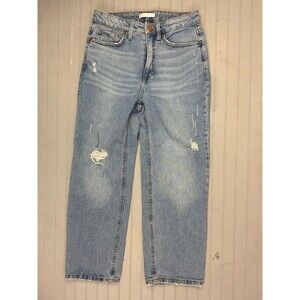 LC Lauran Conrad Size 4 Womens Crop Jeans Mid Rise Med Wash Distress Stretch
